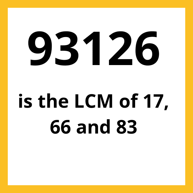 The least common multiple (LCM) of 17, 66 and 83 is 93126.